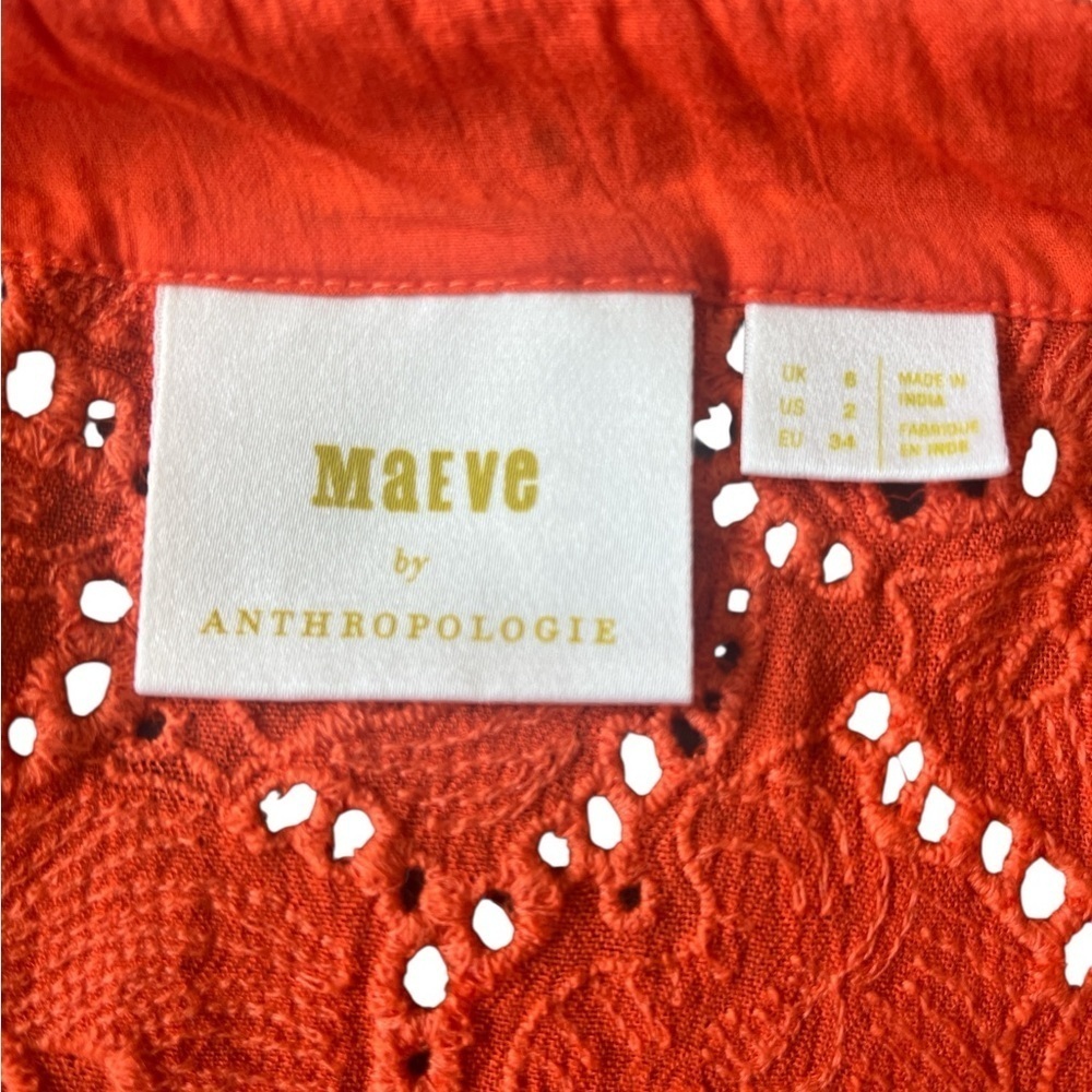 Maeve x Anthropologie Beaded Lace Short Sleeve Top Size 2 - Picture 7 of 10